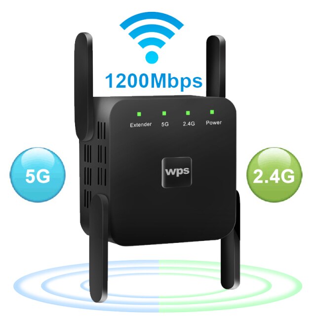 5G WiFi Repeater Wireless WiFi Amplifier 5Ghz WiFi Long Range Extender 1200M Wi Fi Booster Home Wi-Fi Internet Signal Amplifier