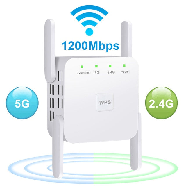 5G WiFi Repeater Wireless WiFi Amplifier 5Ghz WiFi Long Range Extender 1200M Wi Fi Booster Home Wi-Fi Internet Signal Amplifier