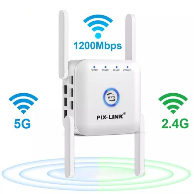 5G Wifi Repeater Wireless WiFi Amplifier Signal 1200 Mbps Wi-Fi Long Range Booster Home Wi Fi Extender 2.4G Internet Extender