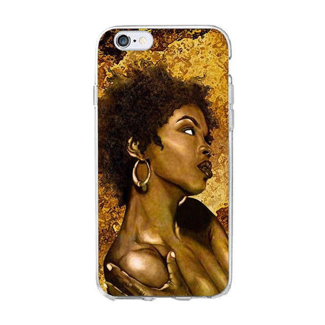 Melanin Magic African Black Girl hair art Case For iPhone 7 5S SE 6s 8 Plus X Soft TPU Silicone Phone Cover For iPhone 7 Case