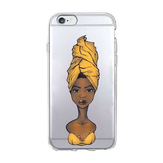 Melanin Magic African Black Girl hair art Case For iPhone 7 5S SE 6s 8 Plus X Soft TPU Silicone Phone Cover For iPhone 7 Case