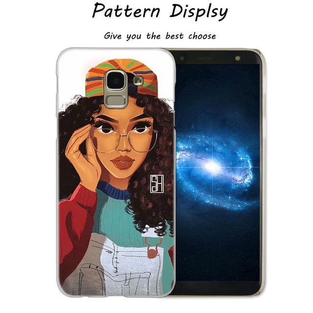 African Beauty Afro Puffs Black Girl Hot Fashion Phone Cover Case for Samsung J2 J3 J5 J4 J6 J7 J8 2018 2016 J7 2017 EU J6 Prime