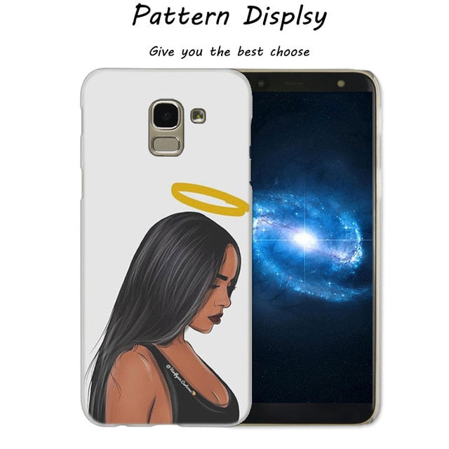 African Beauty Afro Puffs Black Girl Hot Fashion Phone Cover Case for Samsung J2 J3 J5 J4 J6 J7 J8 2018 2016 J7 2017 EU J6 Prime