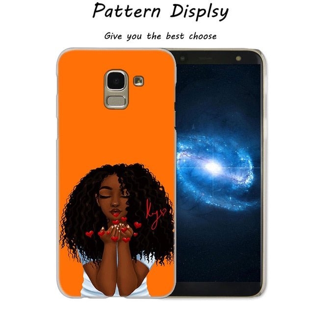 African Beauty Afro Puffs Black Girl Hot Fashion Phone Cover Case for Samsung J2 J3 J5 J4 J6 J7 J8 2018 2016 J7 2017 EU J6 Prime