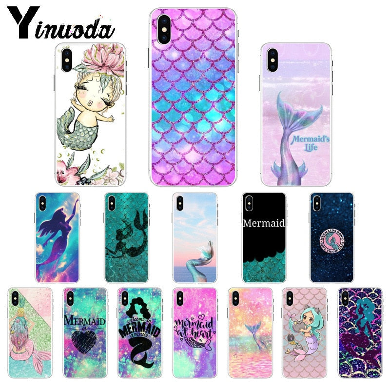 Yinuoda Mermaid Tail Scale TPU Soft Silicone Phone Case Cover for iPhone X XS MAX 6 6S 7 7plus 8 8Plus 5 5S XR