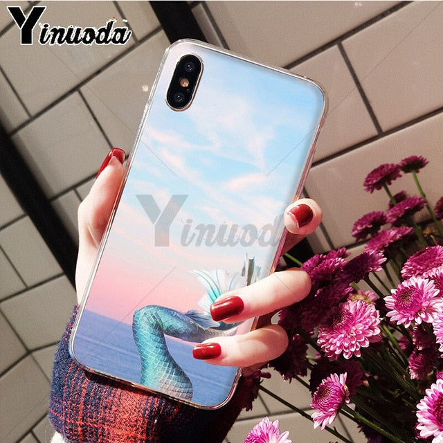 Yinuoda Mermaid Tail Scale TPU Soft Silicone Phone Case Cover for iPhone X XS MAX 6 6S 7 7plus 8 8Plus 5 5S XR