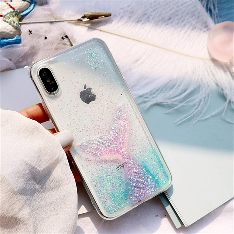 Case For Samsung Galaxy S7 edge S8 S9 S10e plus Note 8 9 case coque glitter Dreamy mermaid soft silicone phone cover Capa fundas