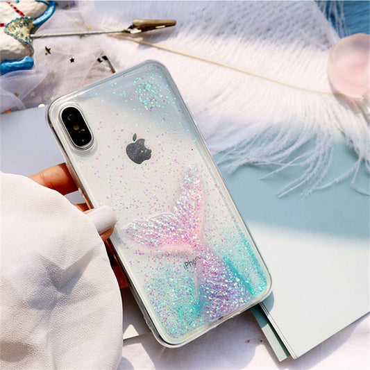 Case For Samsung Galaxy S7 edge S8 S9 S10e plus Note 8 9 case coque glitter Dreamy mermaid soft silicone phone cover Capa fundas