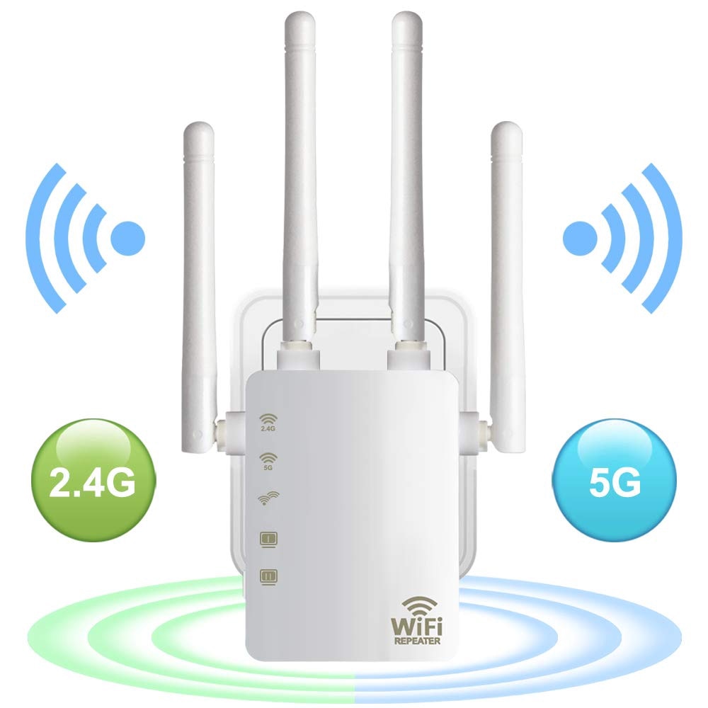 Repetidor WiFi Extensor WiFi 2.4G 5GGhz Wireless WiFi Booster 1200 Mbps Amplificador Wi-Fi 802.11N Sinal Wi-Fi de Longo Alcance