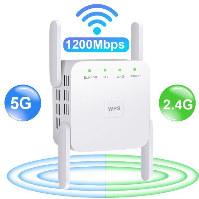 5G WiFi Repeater Wifi Amplifier Signal Wifi Extender Network Wi fi Booster 1200Mbps 5 Ghz Long Range Wireless Wi-fi Repeater