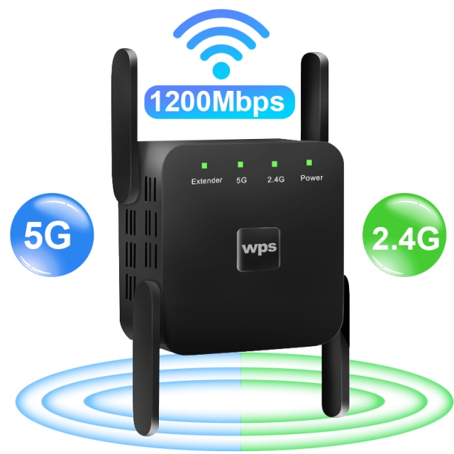 Repetidor WiFi 5G Amplificador Wifi Extensor Wifi Rede Wi fi Booster 1200Mbps 5 Ghz Repetidor Wi-fi sem fio de longo alcance