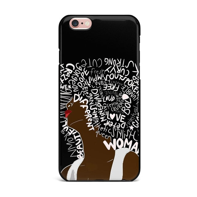 Melanin Magic African Black Girl hair art Case For iPhone 7 5S SE 6s 8 Plus X Soft TPU Silicone Phone Cover For iPhone 7 Case