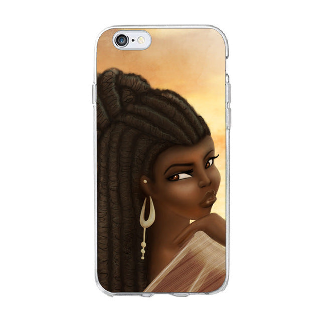 Melanin Magic African Black Girl hair art Case For iPhone 7 5S SE 6s 8 Plus X Soft TPU Silicone Phone Cover For iPhone 7 Case