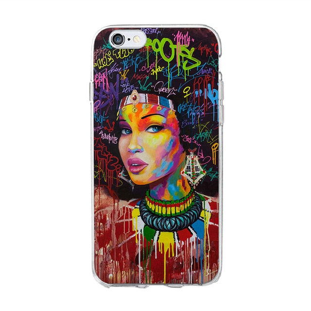 Melanin Magic African Black Girl hair art Case For iPhone 7 5S SE 6s 8 Plus X Soft TPU Silicone Phone Cover For iPhone 7 Case