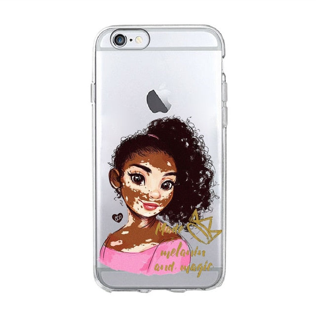 Melanin Magic African Black Girl hair art Case For iPhone 7 5S SE 6s 8 Plus X Soft TPU Silicone Phone Cover For iPhone 7 Case