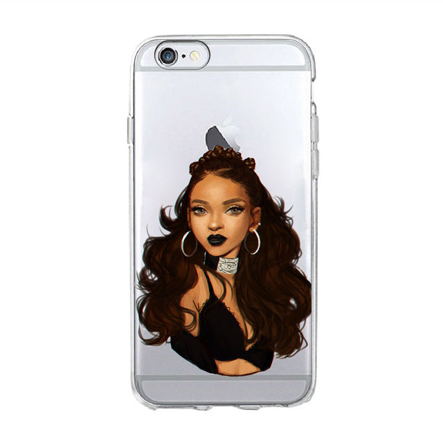 Melanin Magic African Black Girl hair art Case For iPhone 7 5S SE 6s 8 Plus X Soft TPU Silicone Phone Cover For iPhone 7 Case