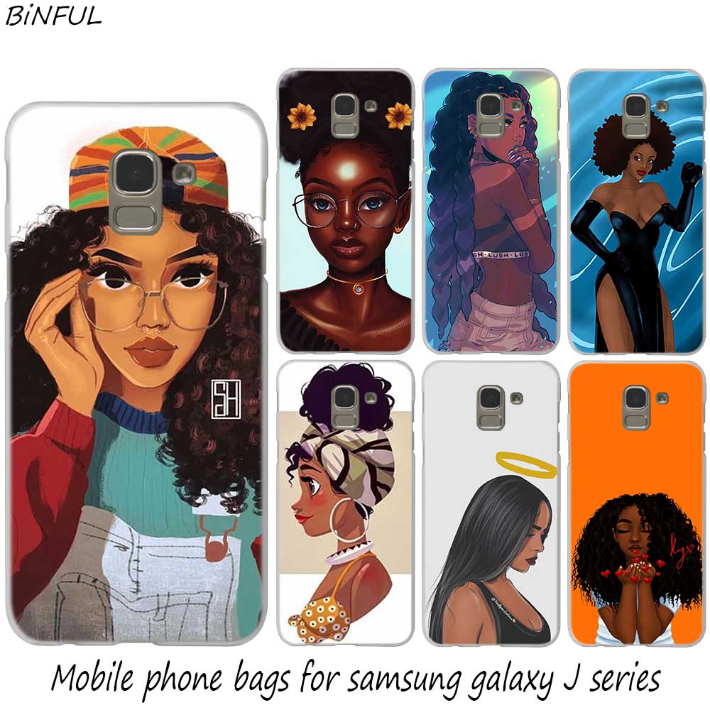 African Beauty Afro Puffs Black Girl Hot Fashion Phone Cover Case for Samsung J2 J3 J5 J4 J6 J7 J8 2018 2016 J7 2017 EU J6 Prime