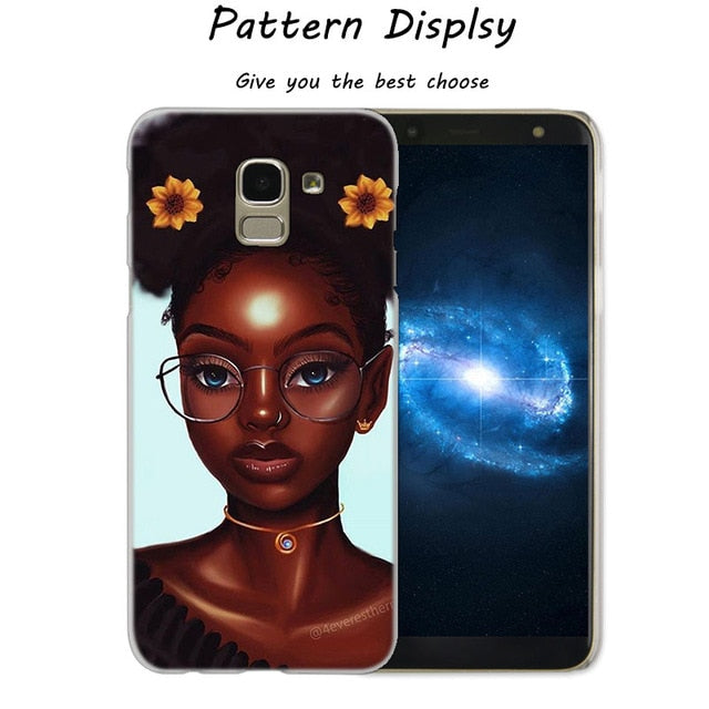 African Beauty Afro Puffs Black Girl Hot Fashion Phone Cover Case for Samsung J2 J3 J5 J4 J6 J7 J8 2018 2016 J7 2017 EU J6 Prime