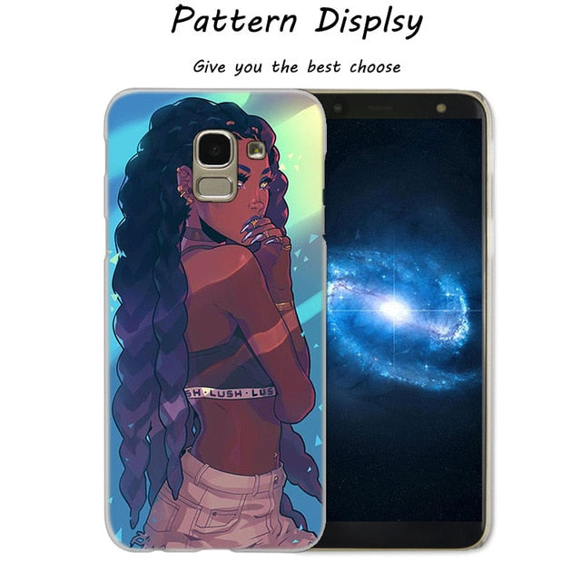 African Beauty Afro Puffs Black Girl Hot Fashion Phone Cover Case for Samsung J2 J3 J5 J4 J6 J7 J8 2018 2016 J7 2017 EU J6 Prime