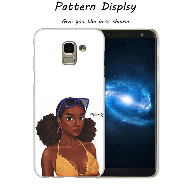 African Beauty Afro Puffs Black Girl Hot Fashion Phone Cover Case for Samsung J2 J3 J5 J4 J6 J7 J8 2018 2016 J7 2017 EU J6 Prime