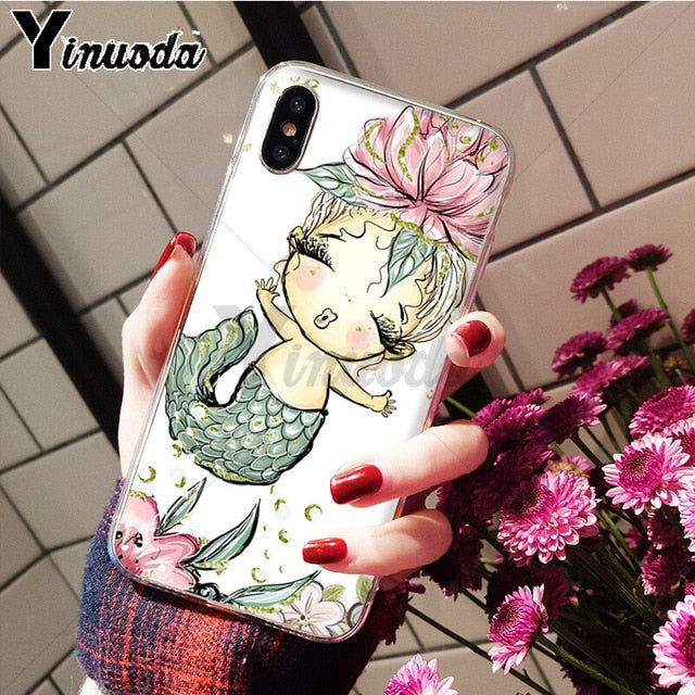 Yinuoda Mermaid Tail Scale TPU Soft Silicone Phone Case Cover for iPhone X XS MAX 6 6S 7 7plus 8 8Plus 5 5S XR