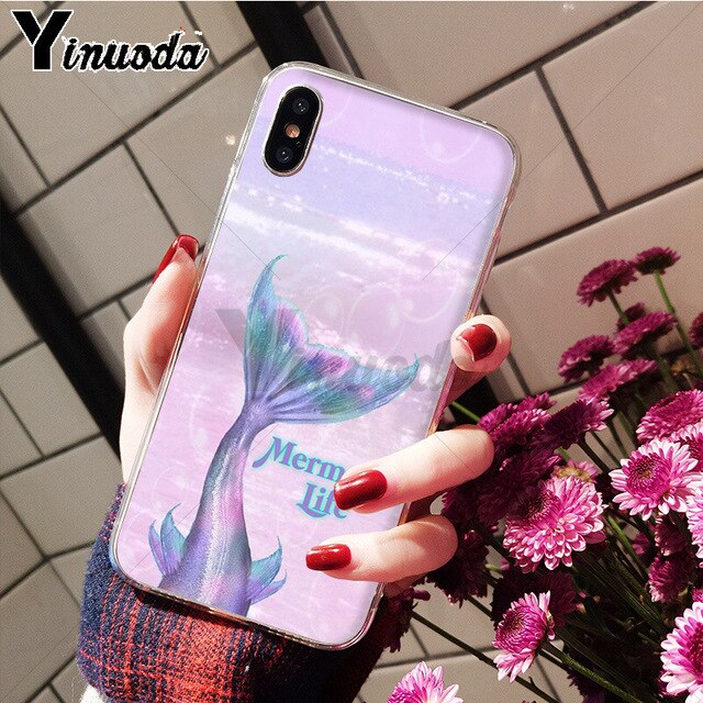 Yinuoda Mermaid Tail Scale TPU Soft Silicone Phone Case Cover for iPhone X XS MAX 6 6S 7 7plus 8 8Plus 5 5S XR