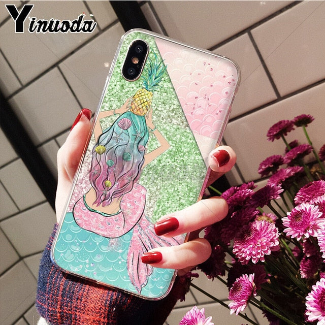 Yinuoda Mermaid Tail Scale TPU Soft Silicone Phone Case Cover for iPhone X XS MAX 6 6S 7 7plus 8 8Plus 5 5S XR
