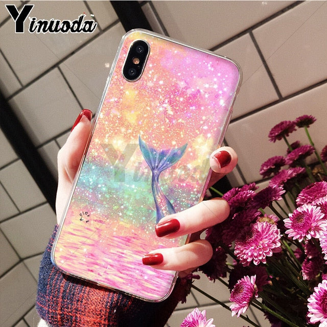 Yinuoda Mermaid Tail Scale TPU Soft Silicone Phone Case Cover for iPhone X XS MAX 6 6S 7 7plus 8 8Plus 5 5S XR