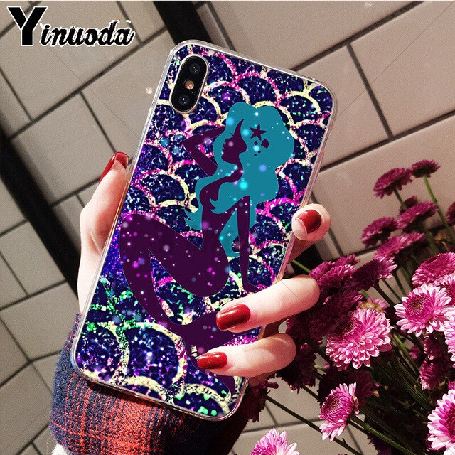 Yinuoda Mermaid Tail Scale TPU Soft Silicone Phone Case Cover for iPhone X XS MAX 6 6S 7 7plus 8 8Plus 5 5S XR