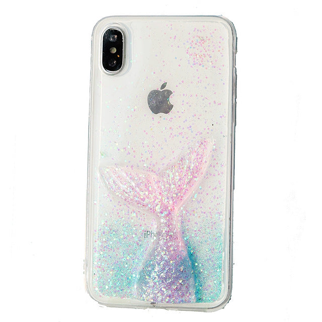 Case For Samsung Galaxy S7 edge S8 S9 S10e plus Note 8 9 case coque glitter Dreamy mermaid soft silicone phone cover Capa fundas